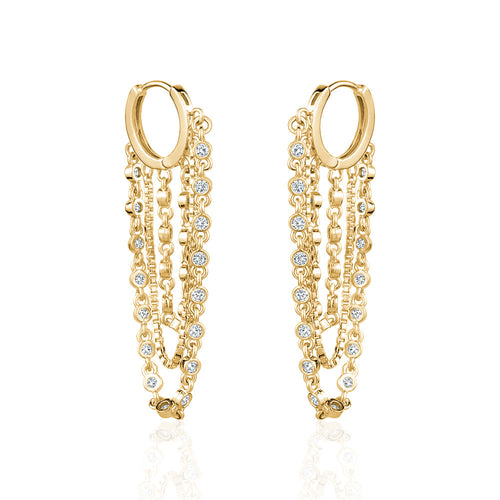 CRYSTAL BEZELCHAIN EARRINGS Limlim fashion accessories