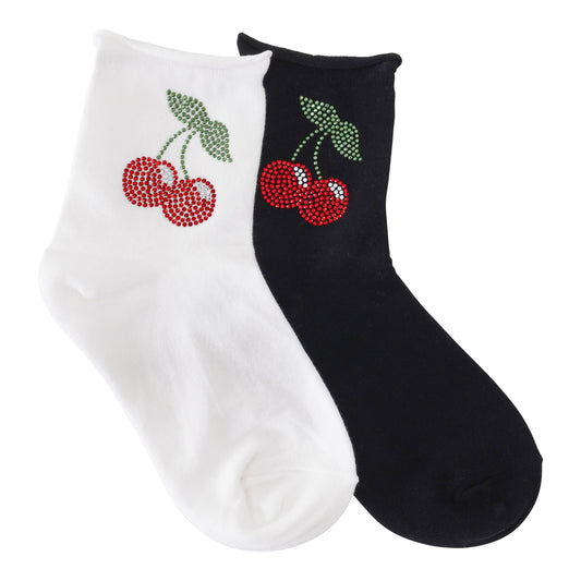 COTTON CHERRY CRYSTAL SOCKS
