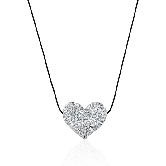 PAVE SLIDER HEART NECKLACE