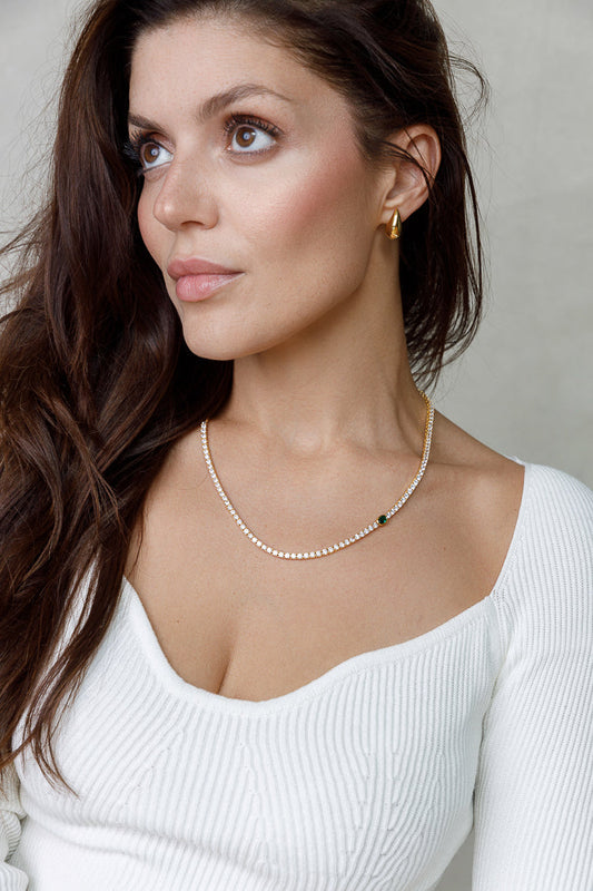 OVAL BEZEL TENNIS NECKLACE Limlim fashion accessories