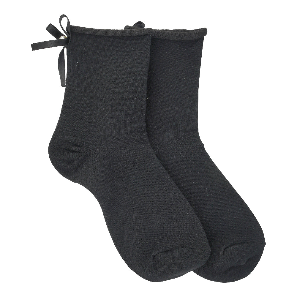 Satin black bow socks LIMLIM