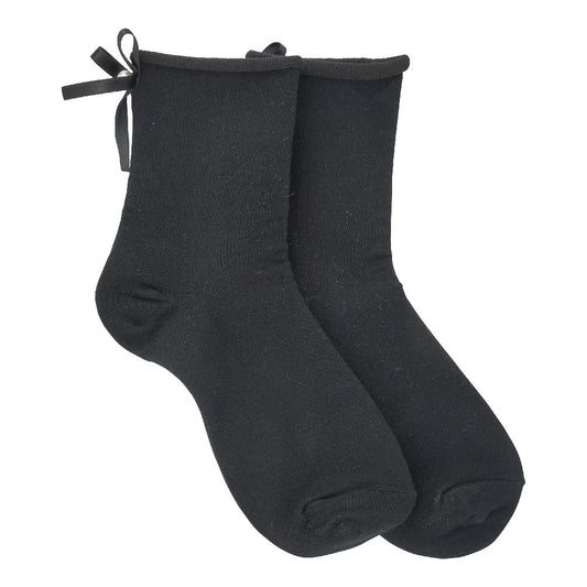 Satin black bow socks LIMLIM