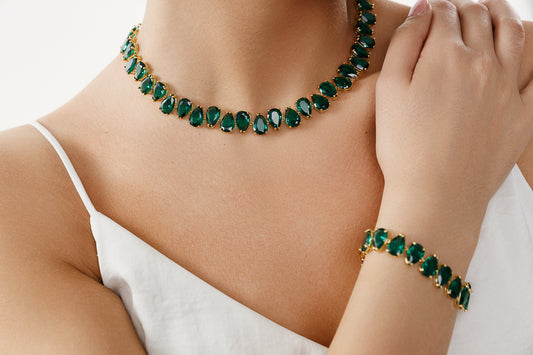 PEAR SHAPE TENNIS NECKLACE