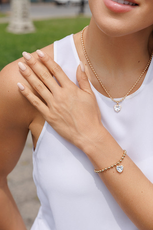 CRYSTAL HEART PENDANT BRACELET