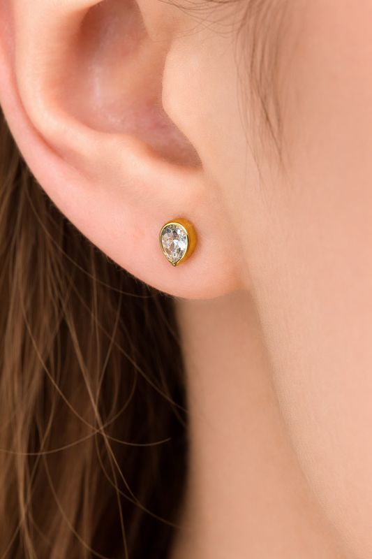 PEAR SHAPE BEZEL EARRINGS
