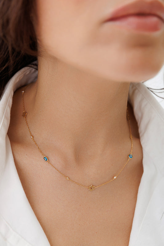 MAGEN DAVID EVIL EYE NECKLACE
