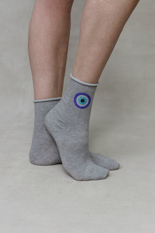 ROUND EVIL EYE CRYSTAL SOCKS
