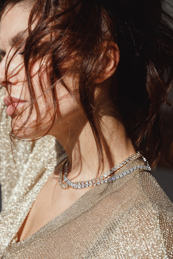 EMERALD CUT TENNIS NECKLACE Limlim fashion accessories