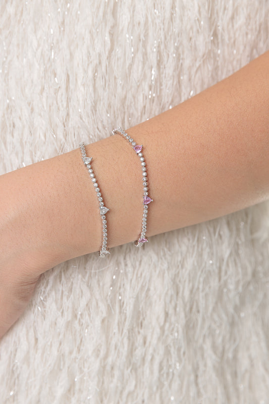 LUXE PINK HEART TENNIS BRACELET