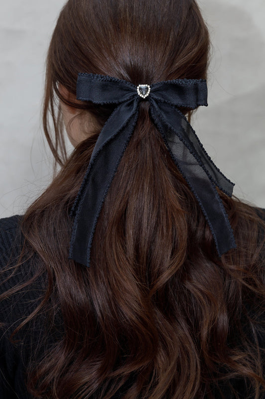 Layered heart mesh bow Limlim fashion accessories
