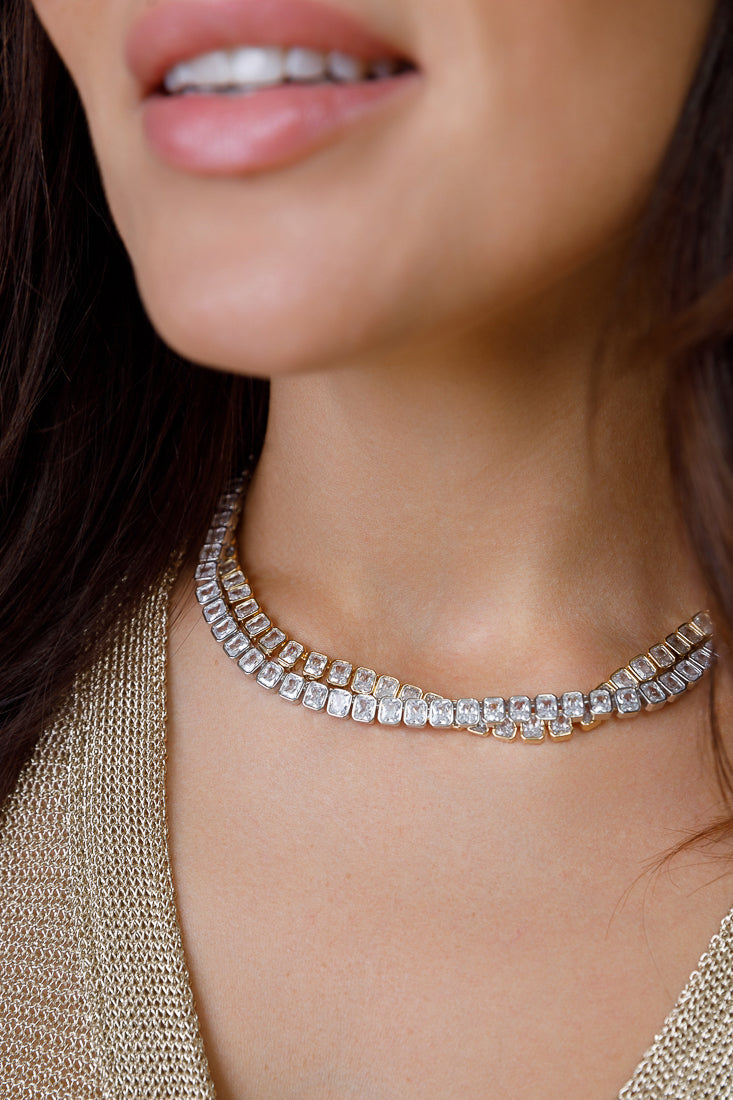 EMERALD CUT TENNIS NECKLACE Limlim fashion accessories