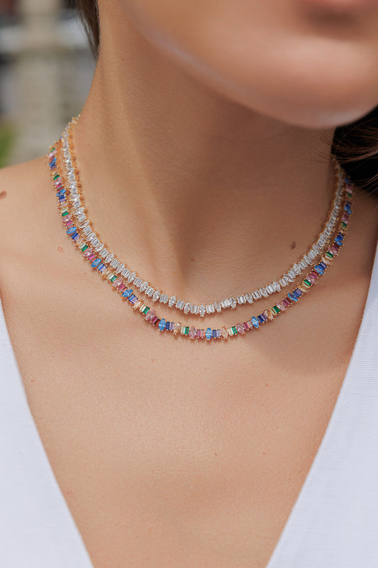 RAINBOW BAGUETTE NECKLACE