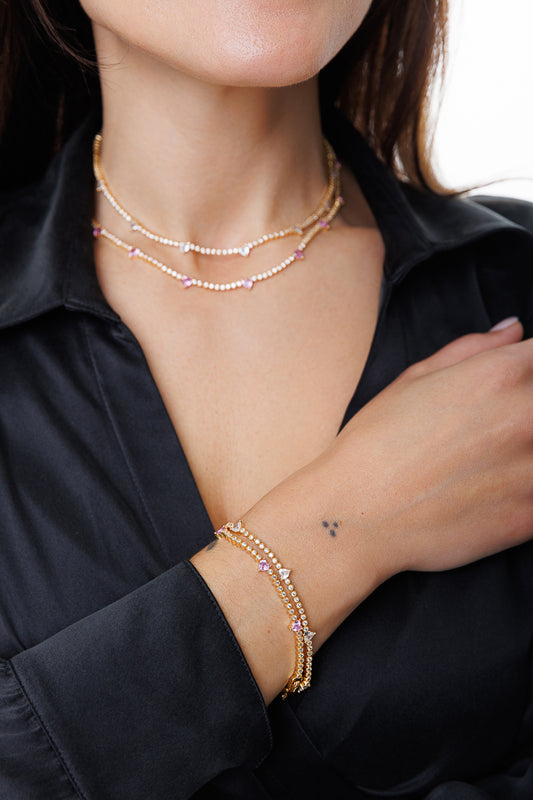 LUXE CLEAR HEART TENNIS NECKLACE