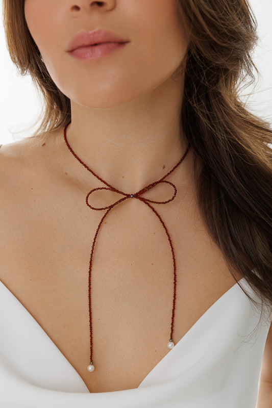 SIDE BOW LARIAT CRYSTAL