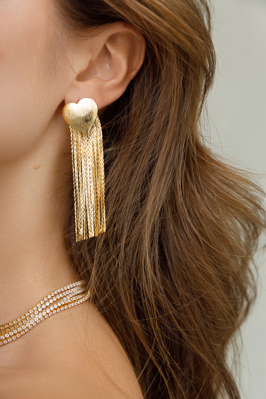 HEART THREAD EARRINGS