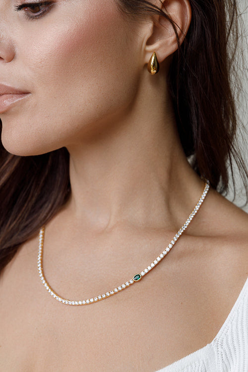 OVAL BEZEL TENNIS NECKLACE Limlim fashion accessories