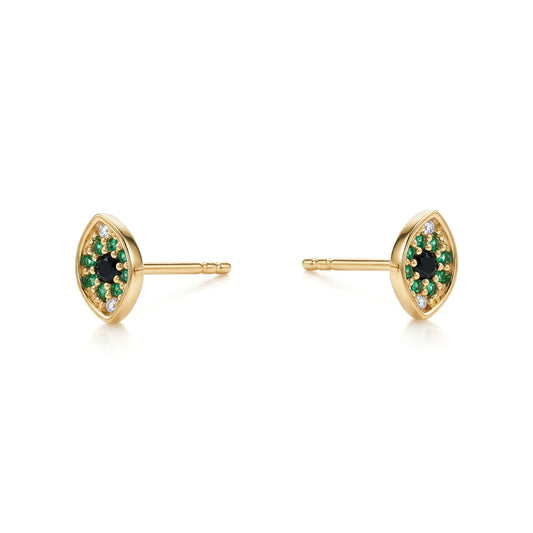 EMERALD EVIL EYE STUD