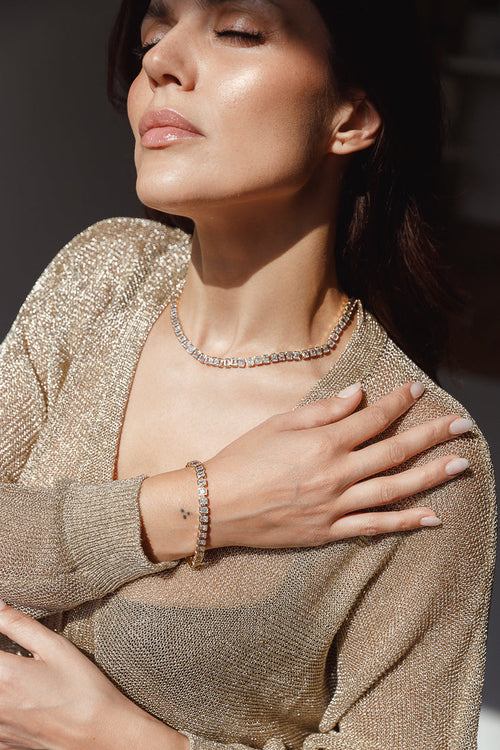 EMERALD CUT TENNIS NECKLACE Limlim fashion accessories