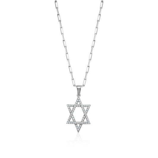 CRYSTAL STAR OF DAVID PIN NECKLACE