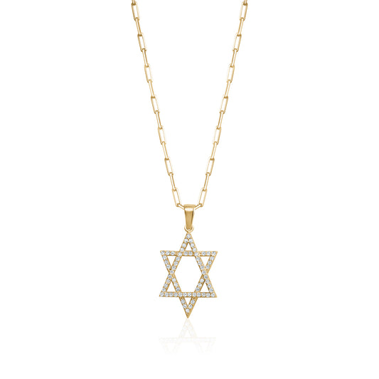 CRYSTAL STAR OF DAVID PIN NECKLACE