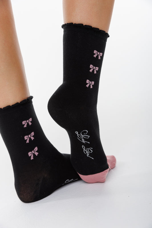 THREE PINK BOW SOCKS