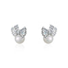 CRYSTAL BOW PEARL EARRINGS