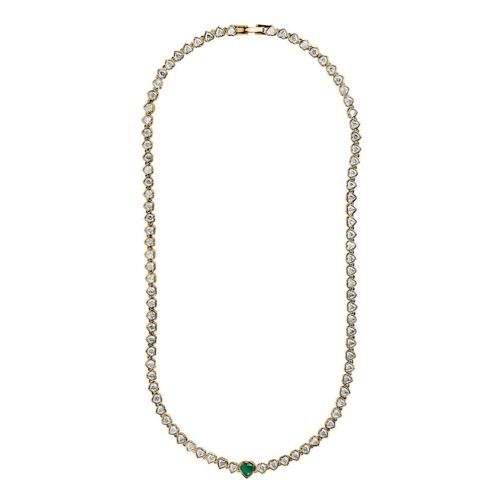 HEART TENNIS EMERALD NECKLACE Limlim fashion accessories
