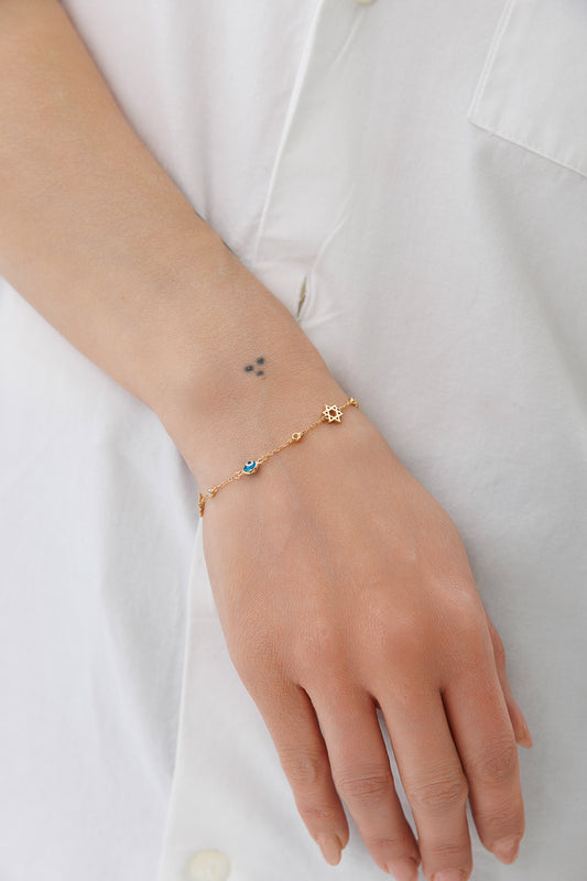 MINI EVIL EYE MAGEN DAVID BRACELET