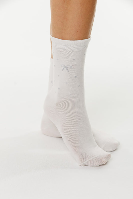 SILVER BOW FRILLED SOCKS