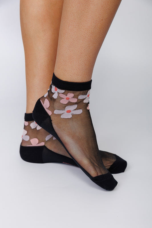 MIDNIGHT DAISY SHEER SOCKS