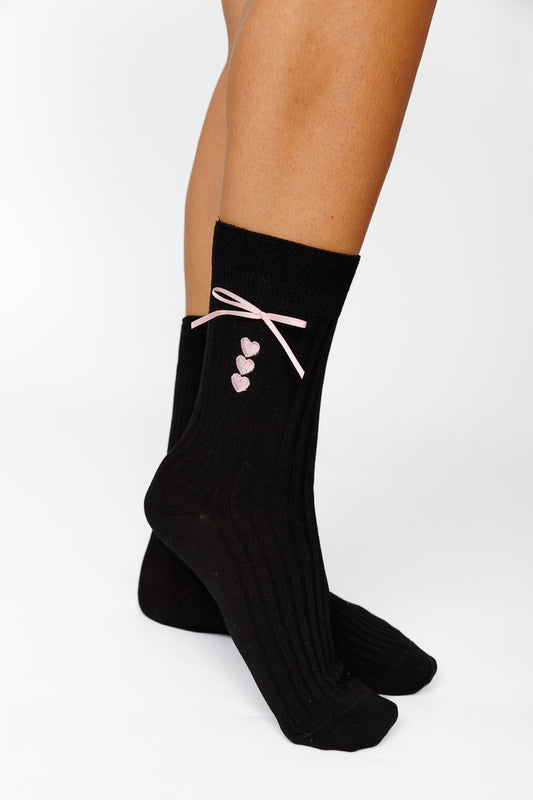 SOFT RIBBON HEART SOCKS