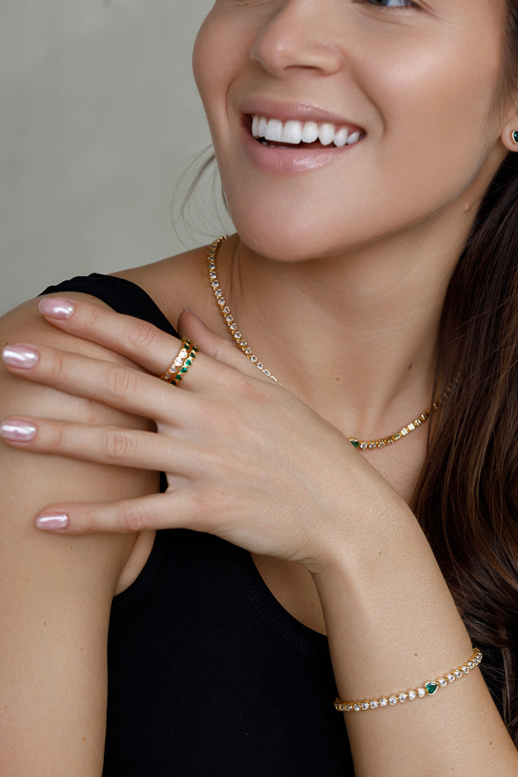 HEART TENNIS EMERALD NECKLACE Limlim fashion accessories