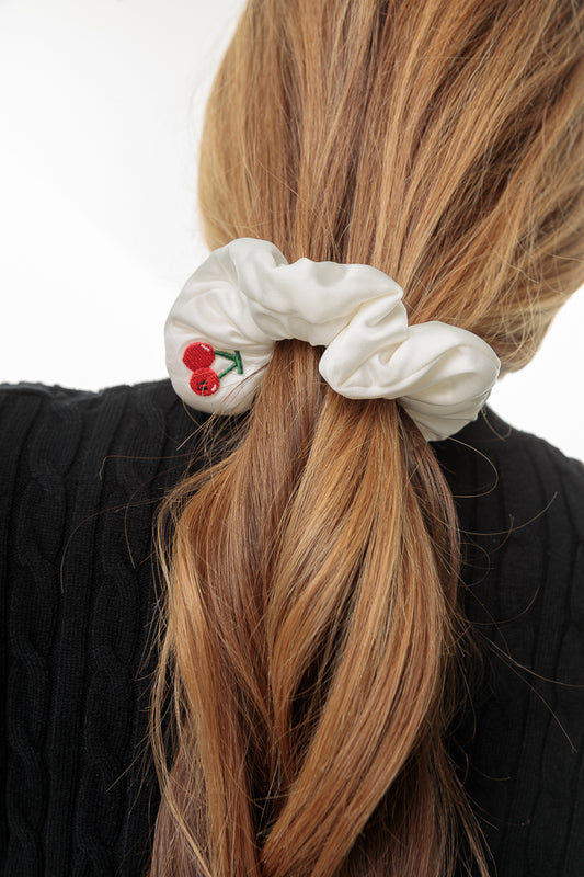 CHERRY PUFFY SCRUNCHIE