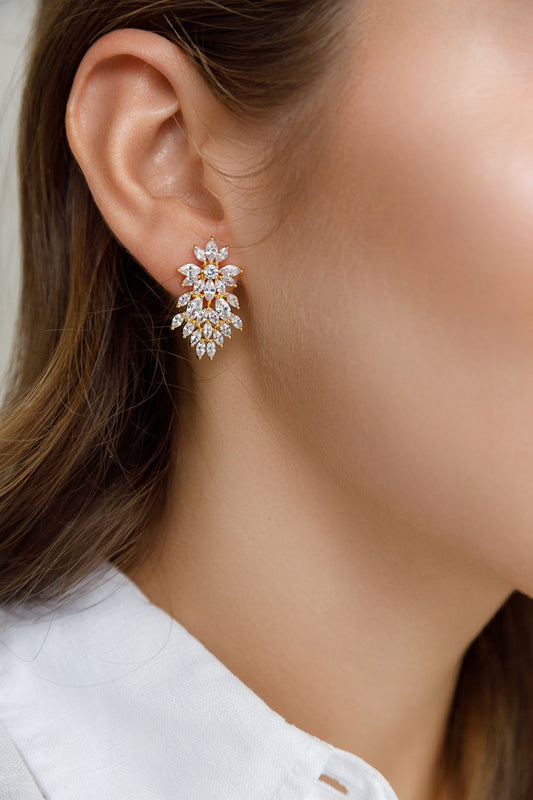 RAIN DROP CRYSTAL STATEMENT EARRINGS