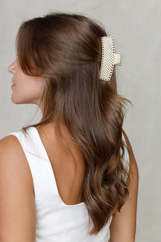 RECTANGULAR METAL PEARL CLIP Limlim fashion accessories