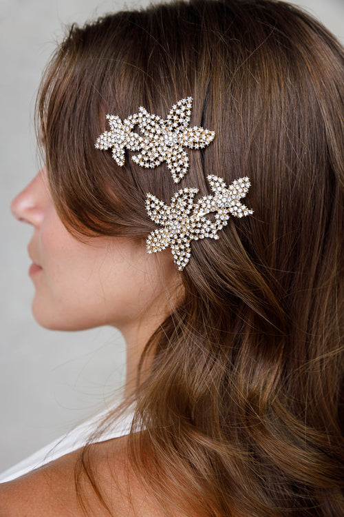 SWAROVSKI DOUBLE FLOWER BARETTE limlim