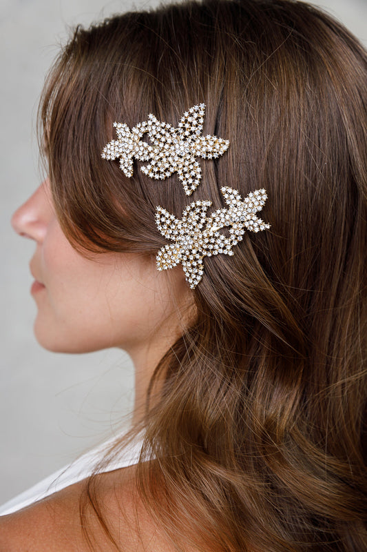 SWAROVSKI DOUBLE FLOWER BARETTE limlim