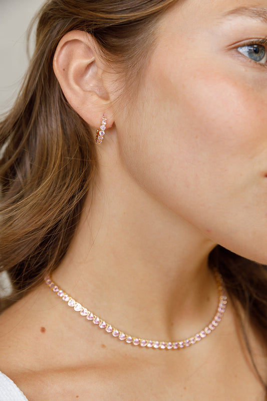 PINK HEART BEZEL NECKLACE Limlim fashion accessories