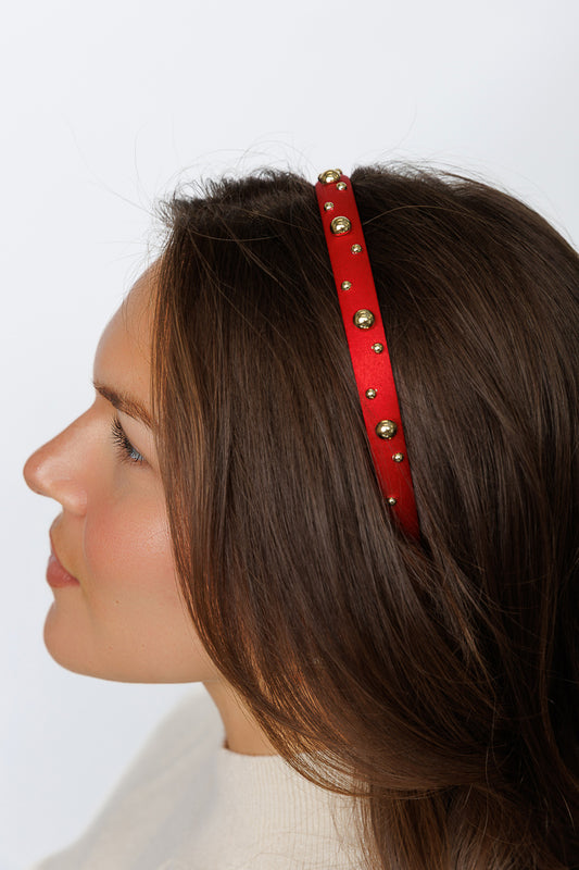 GOLD STUD HAIRBAND DENIM