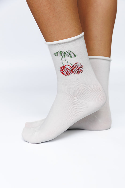 COTTON CHERRY CRYSTAL SOCKS