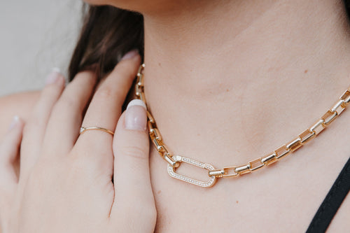 BOX CHAIN CRYSTAL COLAR Limlim fashion accessories