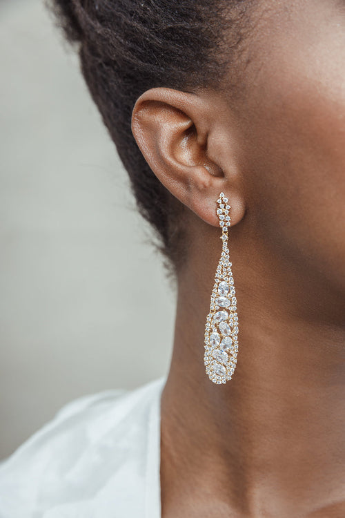 DANGLING RAINDROP CRYSTAL EARRINGS LIMLIM