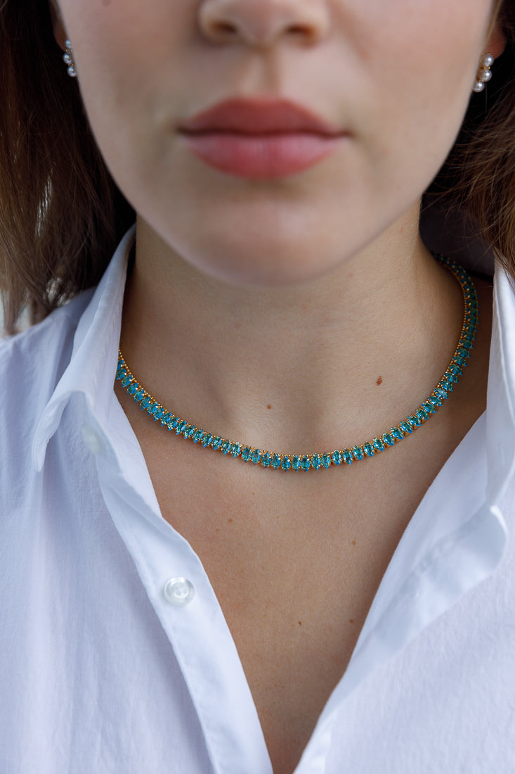 MARQUIS TENNIS NECKLACE BLUE TOPAZ Limlim fashion accessories