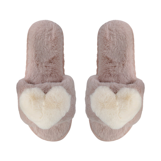 PLUSH HEART SLIPPERS