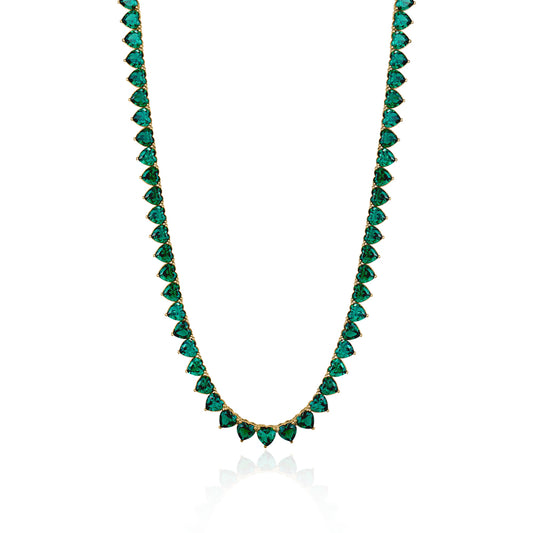 ALL HEARTS TENNIS NECKLACE EMERALD