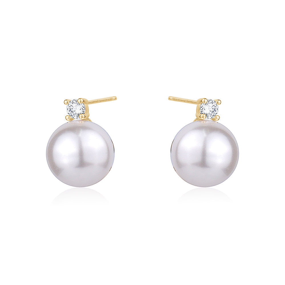 PEARL AND AUSTRIAN CRYSTAL DIAMOND STUD EARRINGS Limlim fashion accessories