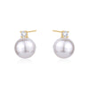 PEARL AND AUSTRIAN CRYSTAL DIAMOND STUD EARRINGS