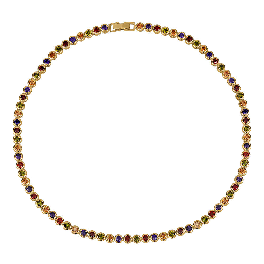 BEZEL RAINBOW TENNIS NECKLACE Limlim fashion accessories