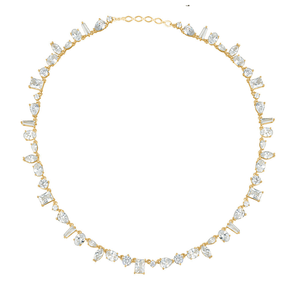 SPECTACULAL CRYSTAL TENNIS  NECKLACE GOLD Limlim fashion accessories