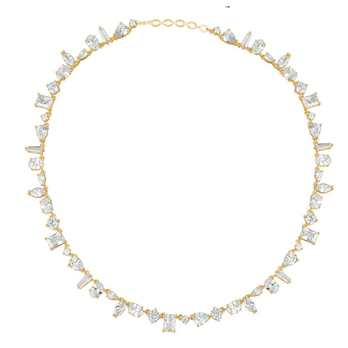 SPECTACULAL CRYSTAL TENNIS  NECKLACE GOLD Limlim fashion accessories